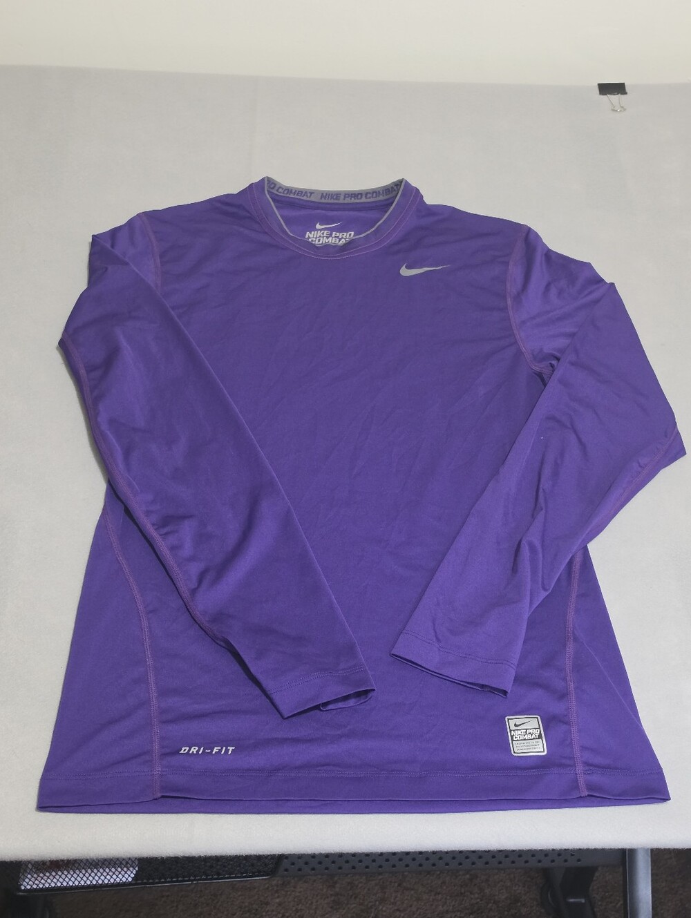 Nike Pro Combat Dri-FIT Purple Fitted Long Sleeve Top Size S